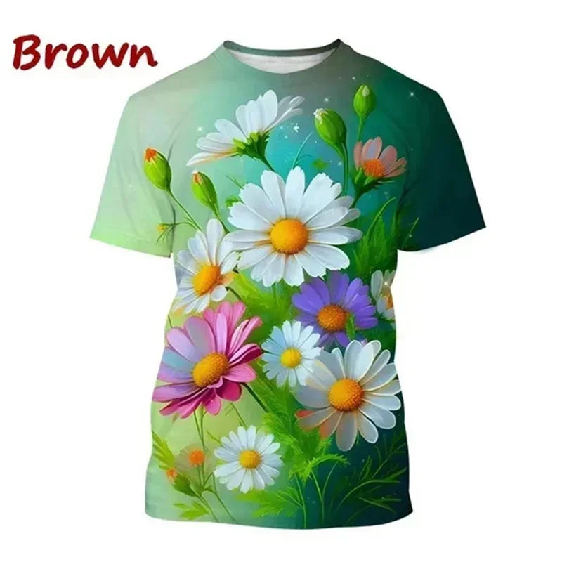 3.Unisex Chrysanthemum & Daisies 3D  T-Shirts (XS-4XL)