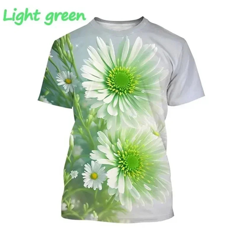 3.Unisex Chrysanthemum & Daisies 3D  T-Shirts (XS-4XL)