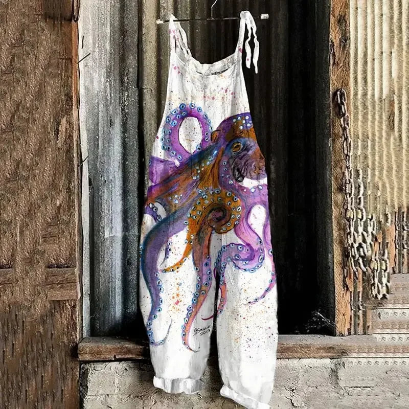 Boho-Chic 3D Printed Loose Jumpsuit & Dungarees Collection