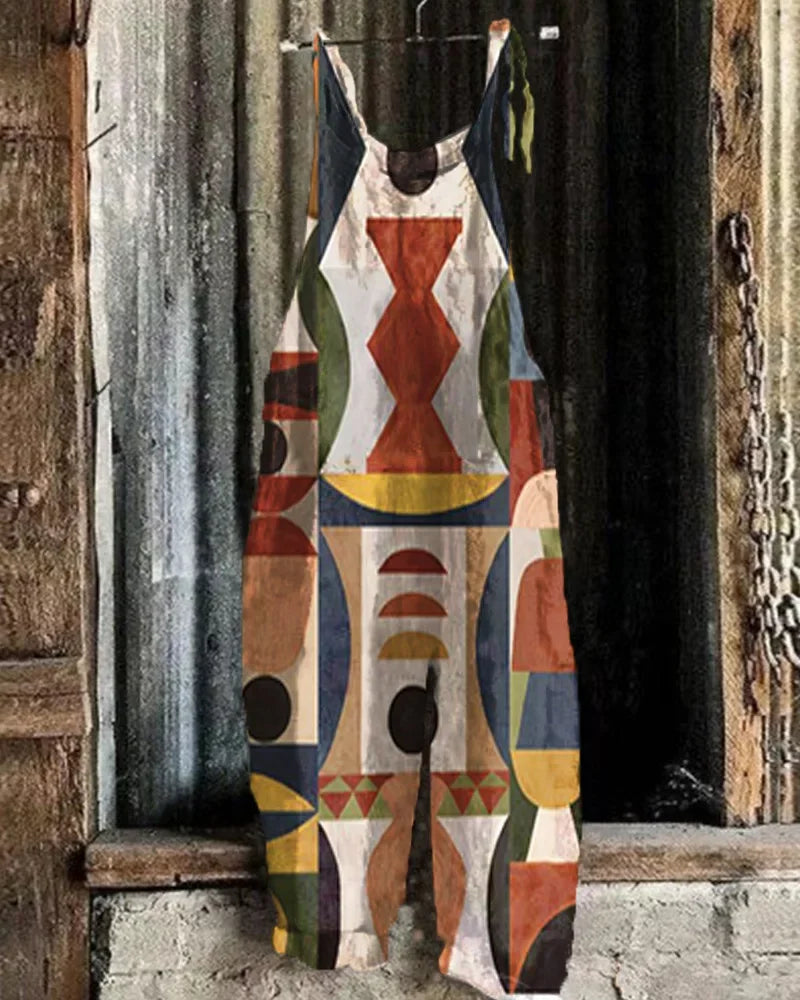 Boho-Chic 3D Printed Loose Jumpsuit & Dungarees Collection