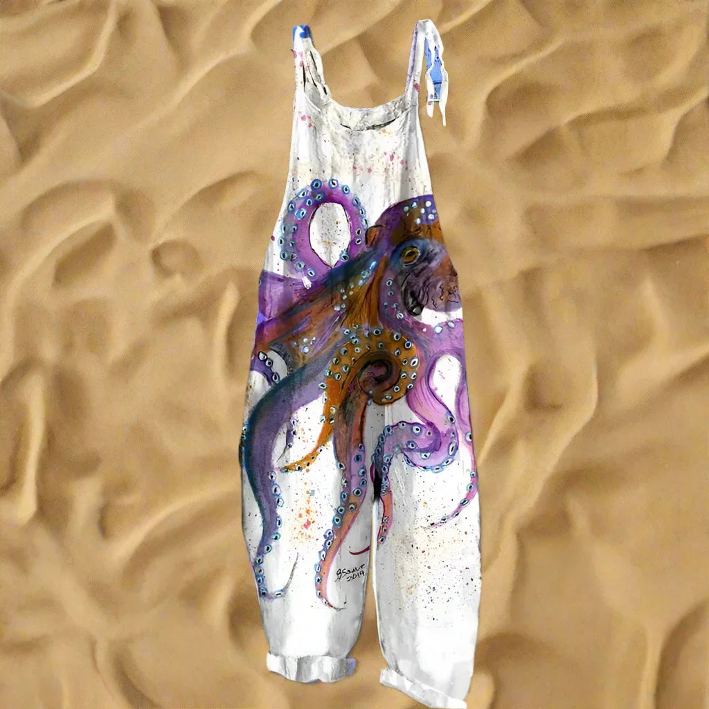 Boho-Chic 3D Printed Loose Jumpsuit & Dungarees Collection