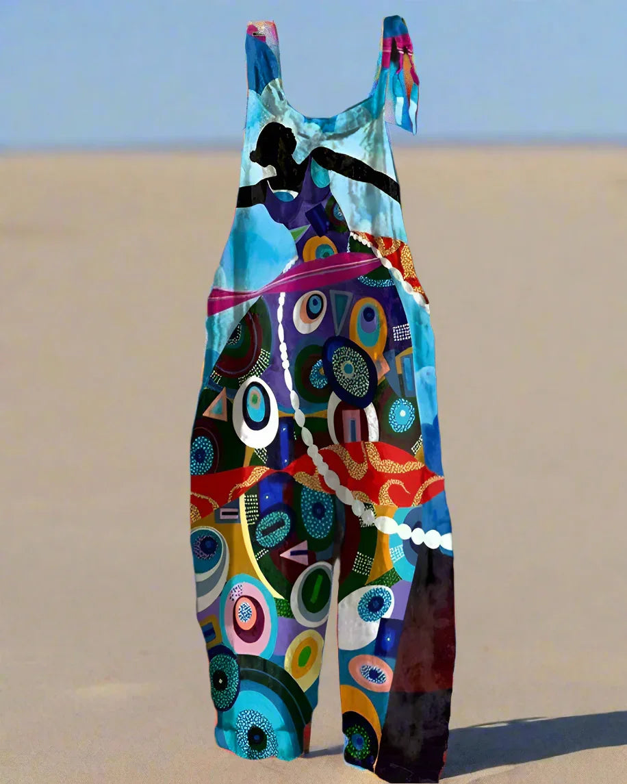 Boho-Chic 3D Printed Loose Jumpsuit & Dungarees Collection