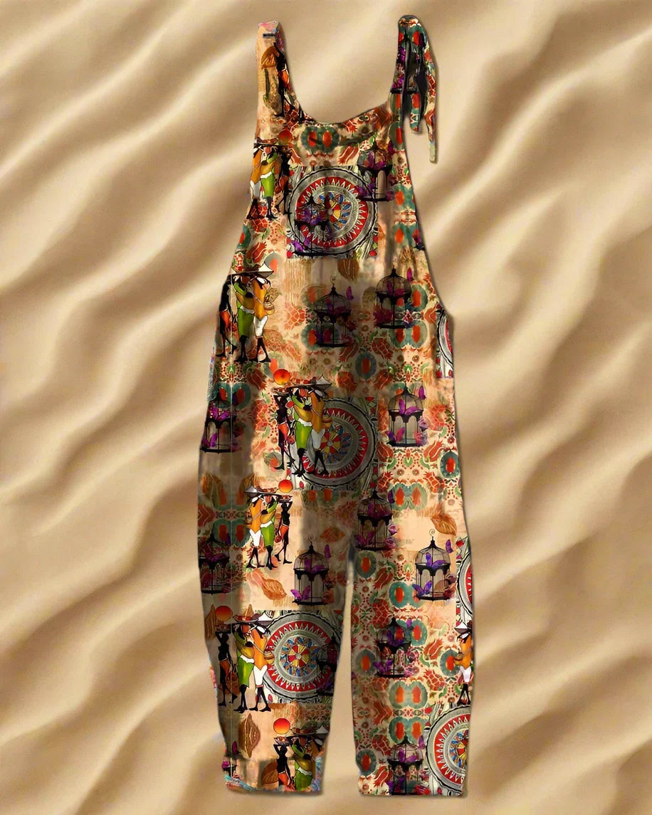 Boho-Chic 3D Printed Loose Jumpsuit & Dungarees Collection