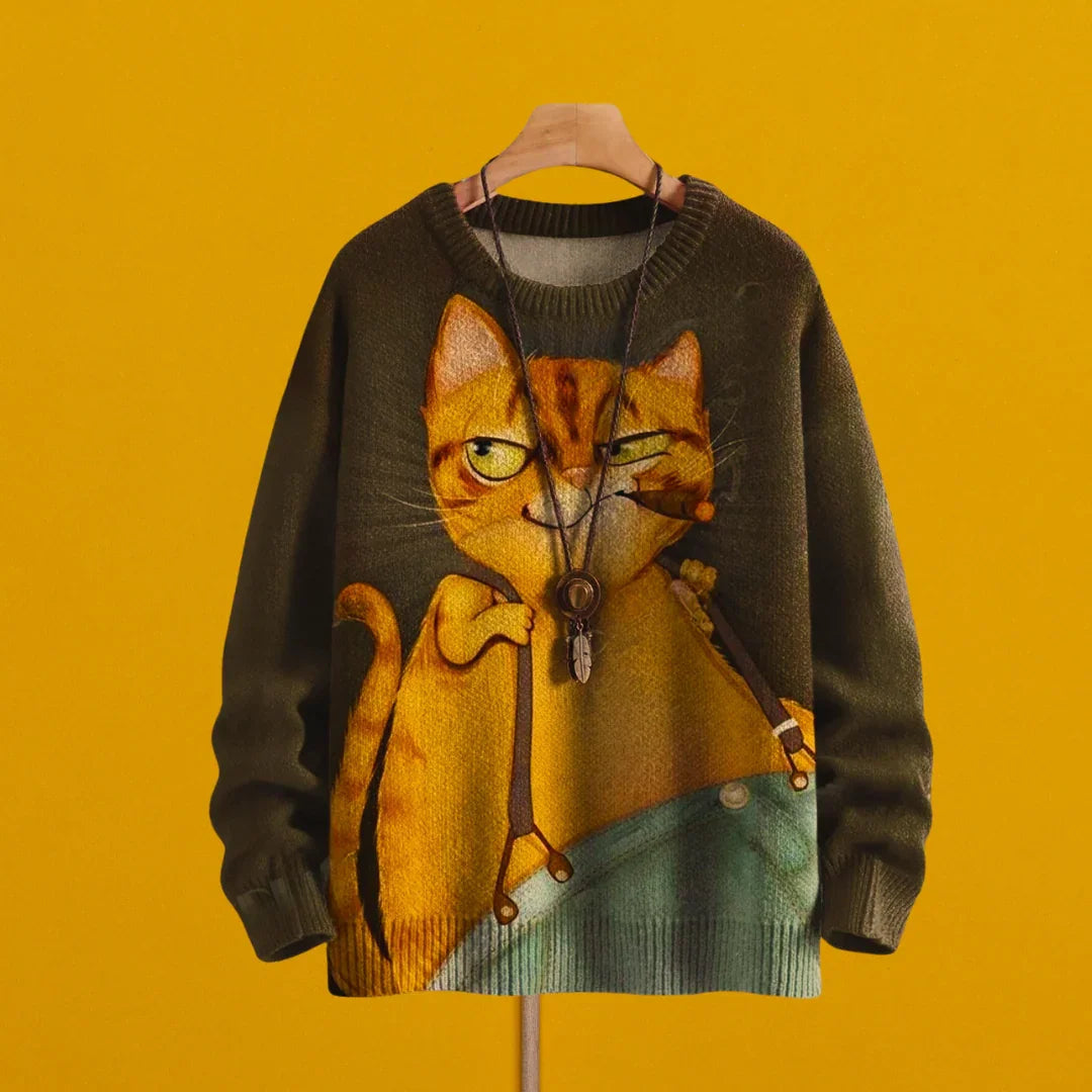 Adorable Funny Cat & Floral Casual Unisex Sweater Collection