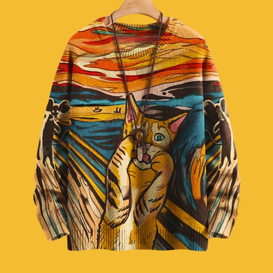 Adorable Funny Cat & Floral Casual Unisex Sweater Collection