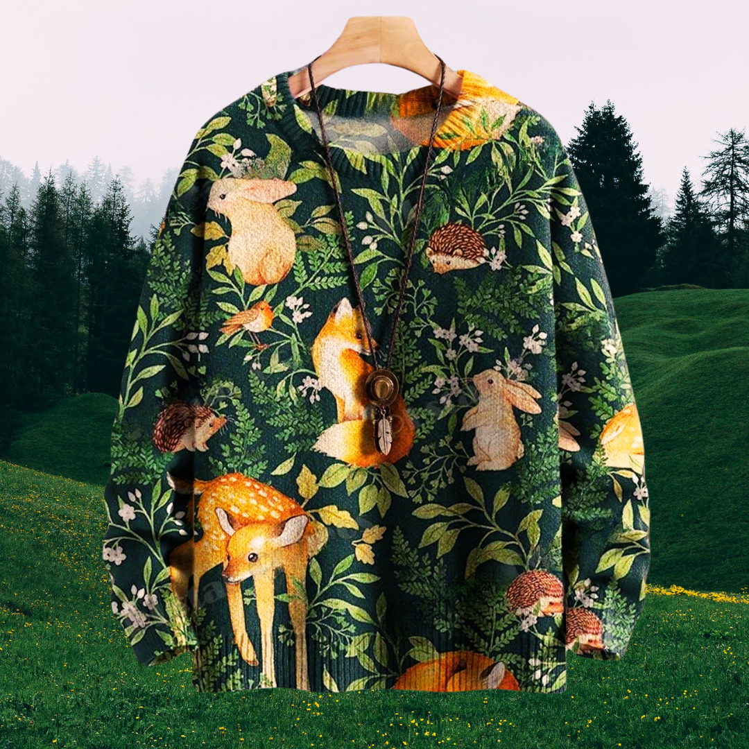 Unisex Casual Sweater with 3D Cat Oil Painting Designs