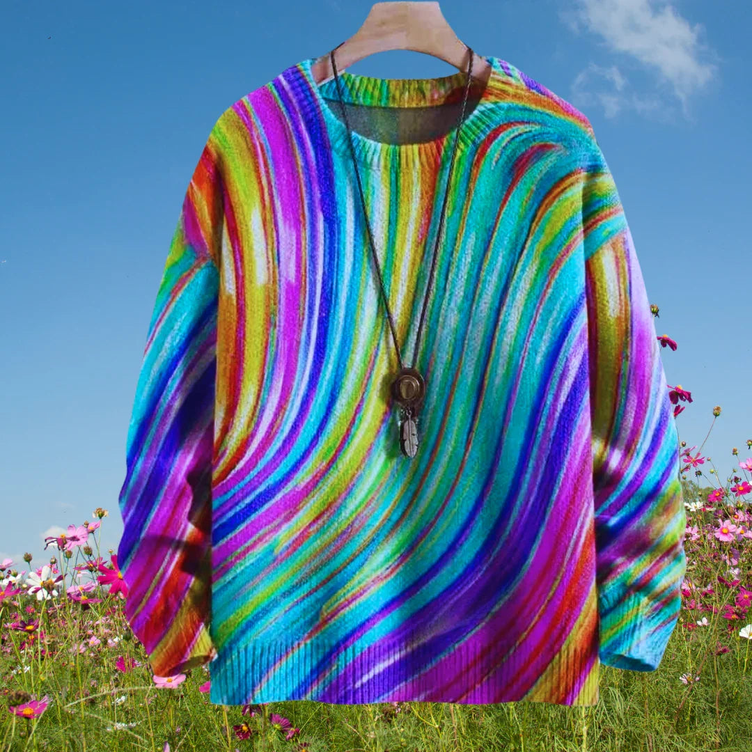 Unisex Casual Sweater with 3D Cat Oil Painting Designs