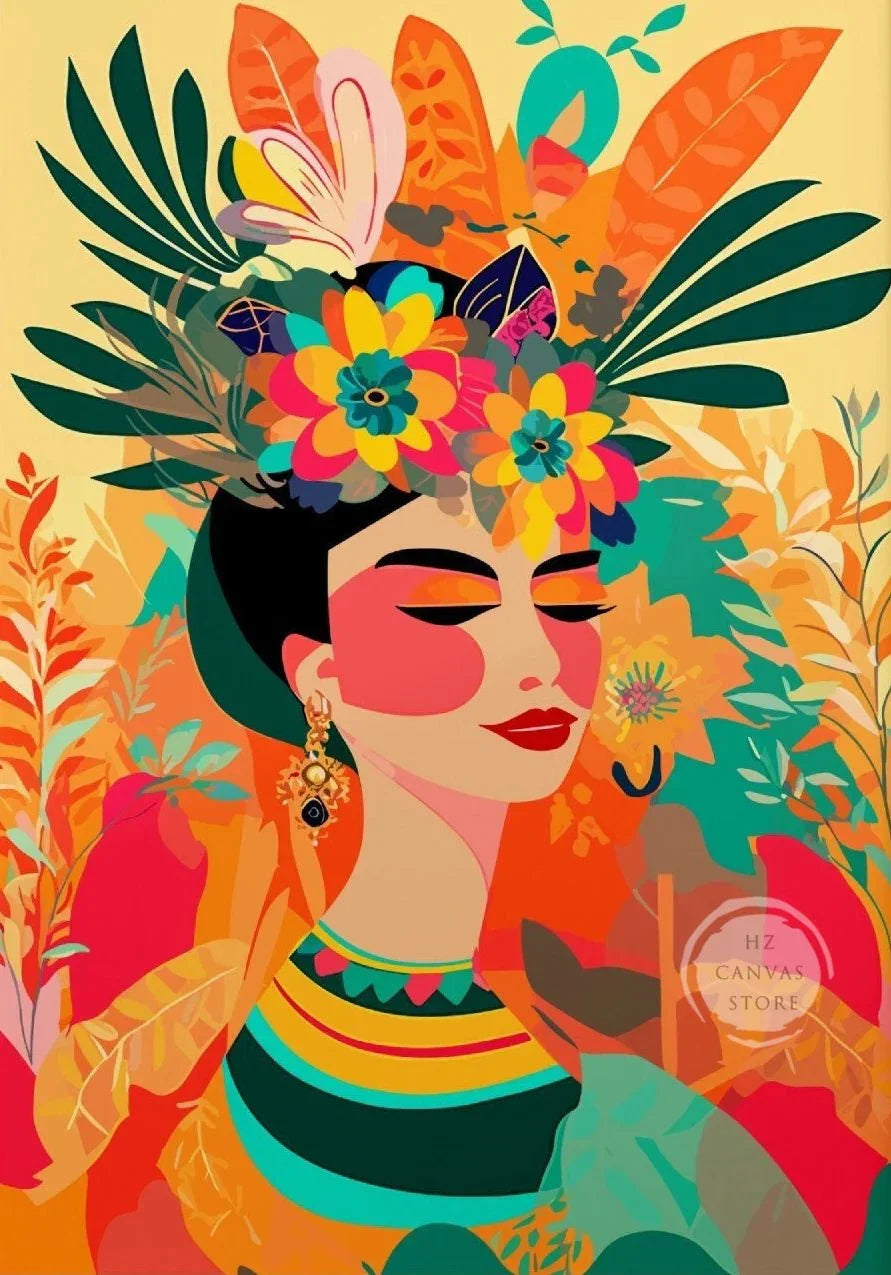 Botanical Ethnic Woman Wall Art  [SELECTION]