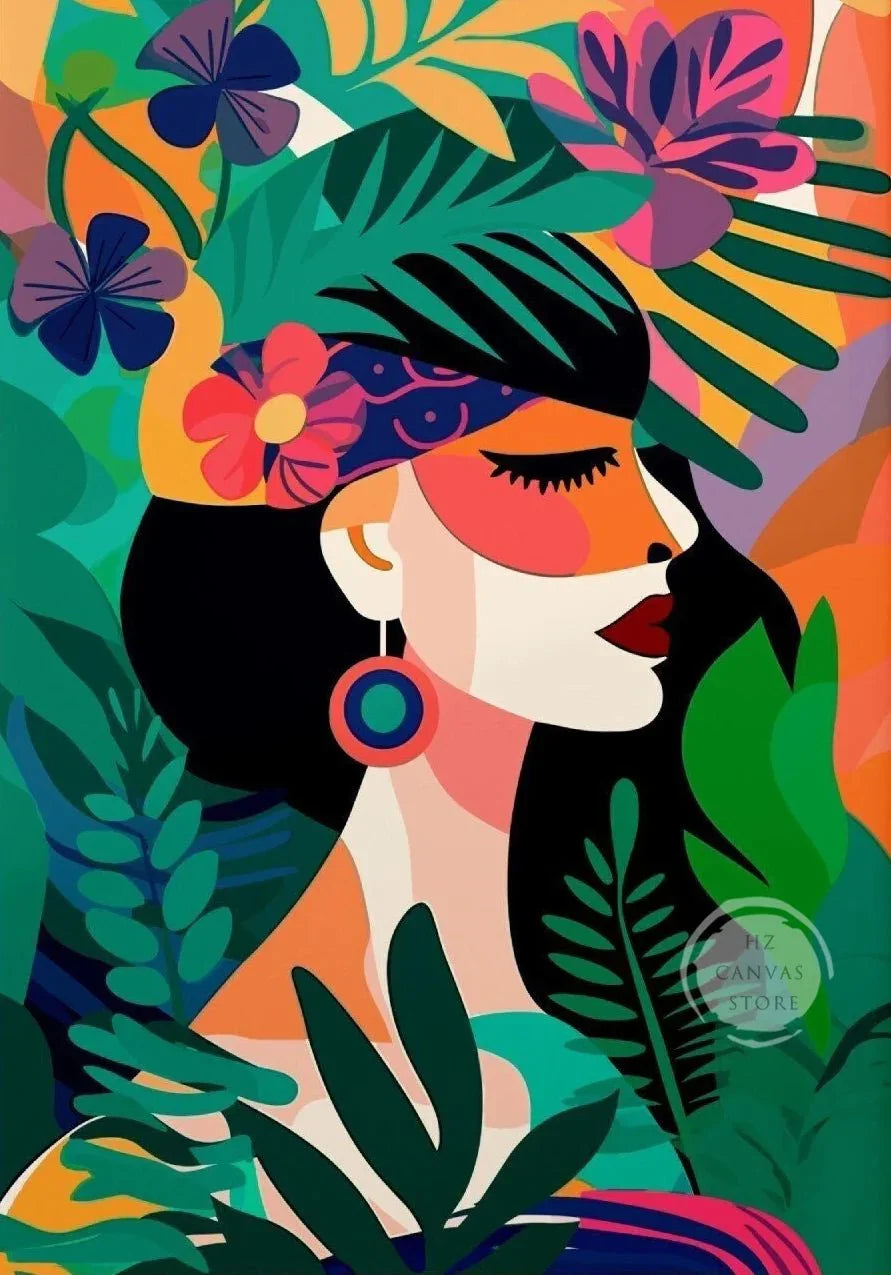 Botanical Ethnic Woman Wall Art  [SELECTION]