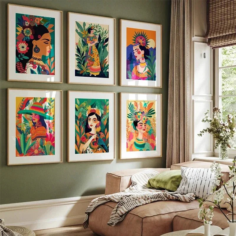Botanical Ethnic Yellow Hat Woman Wall Art  [SELECTION]