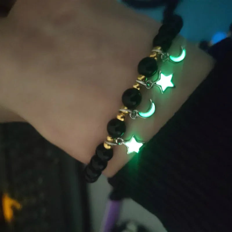 Luminous 'Glow In The Dark' Night Sky and Other Patterns Natural Volcanic Stone Bracelets SELECTION