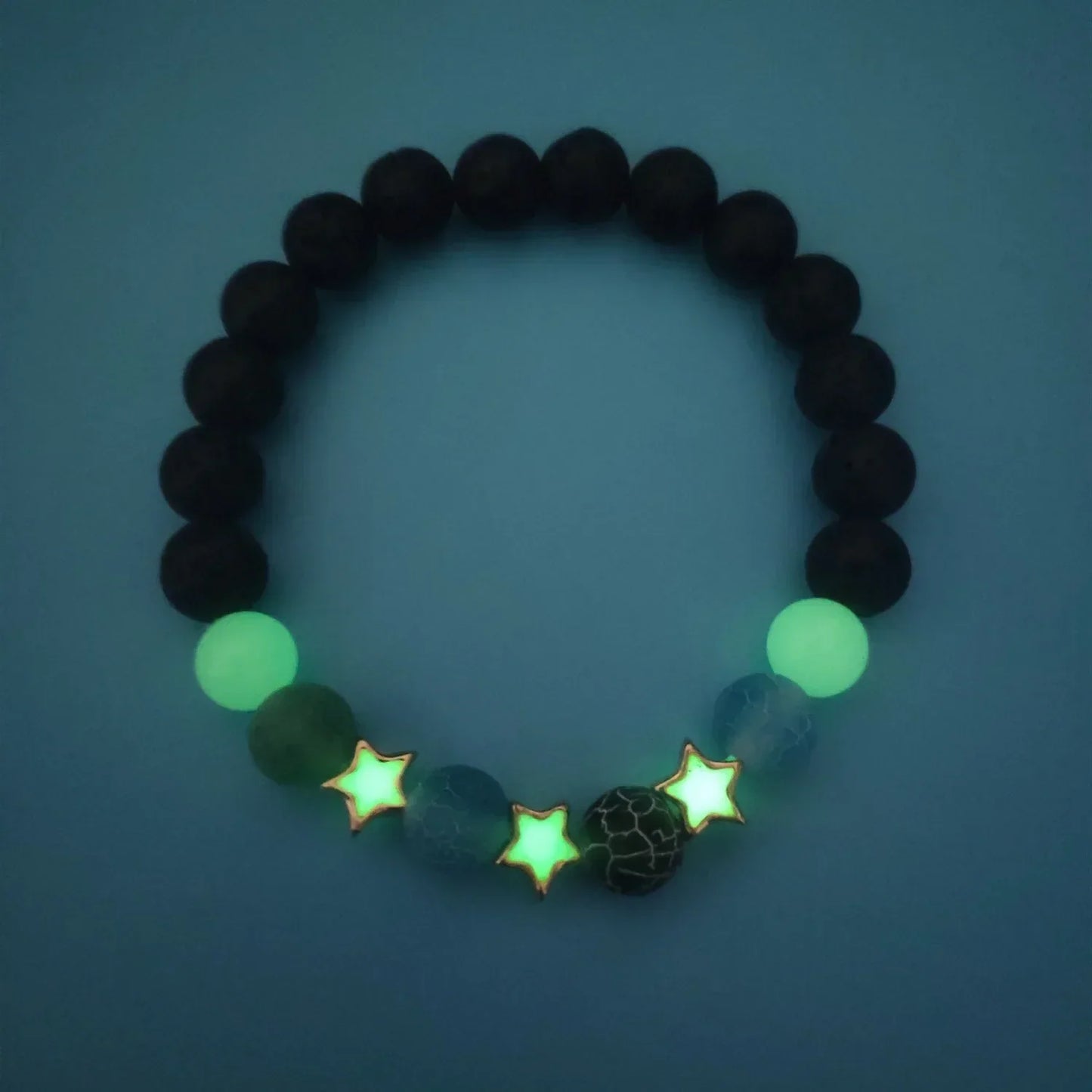 Luminous 'Glow In The Dark' Night Sky and Other Patterns Natural Volcanic Stone Bracelets SELECTION
