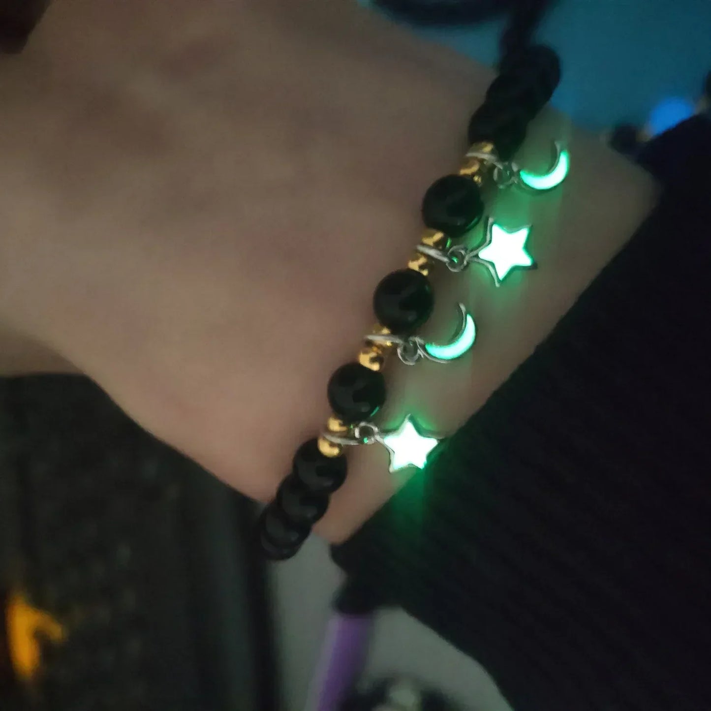 Luminous 'Glow In The Dark' Night Sky and Other Patterns Natural Volcanic Stone Bracelets SELECTION