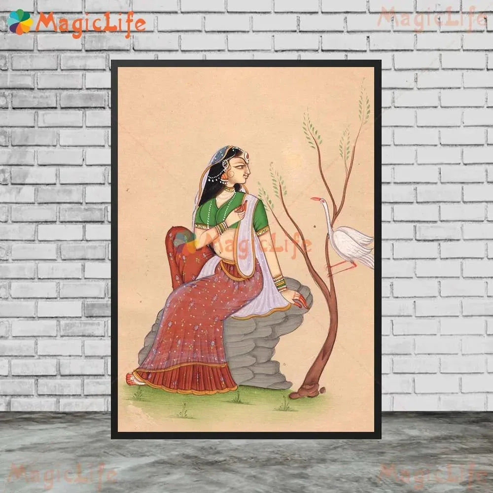 Ancient Ethnic Indian Rajasthani Princess Wall Hanging [SELECTION]
