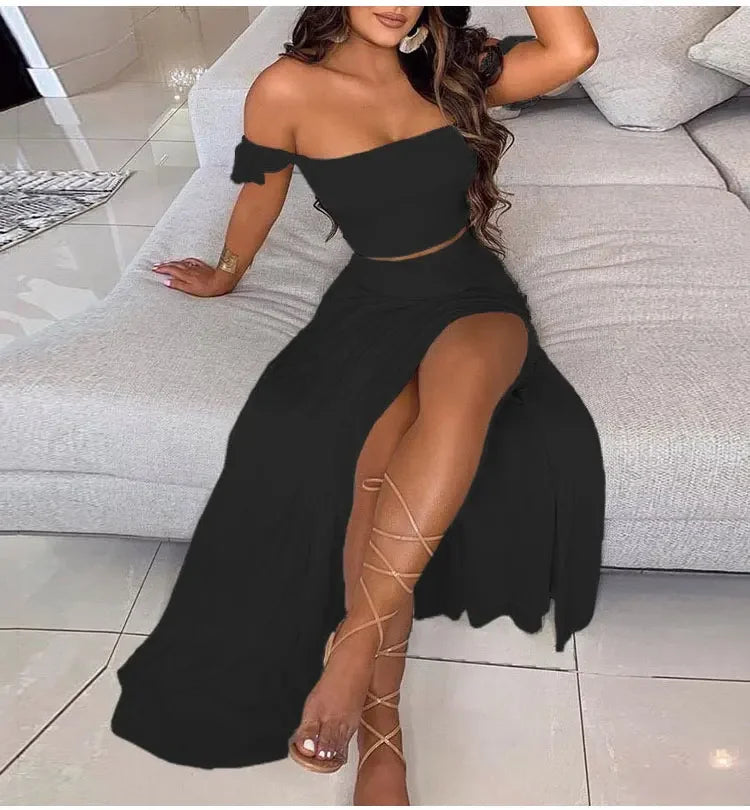 Women's Fashionable Printed Mid-Length Dresses with Coordinated Bra Set (Plus Size available)