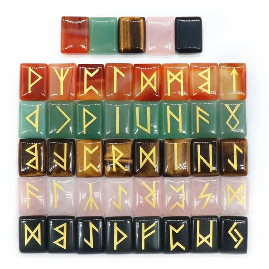 25 Healing Crystals Stone Viking Runes Set SELECTION