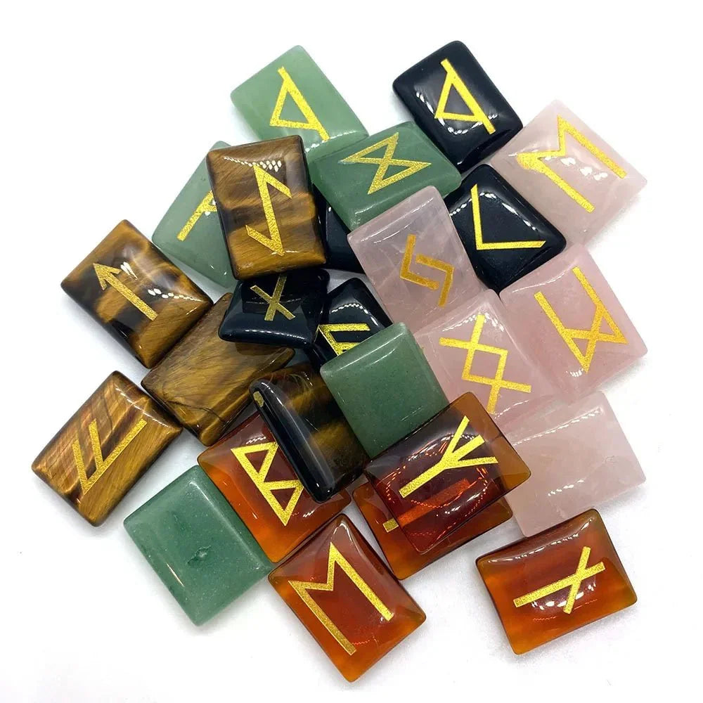 25 Healing Crystals Stone Viking Runes Set SELECTION