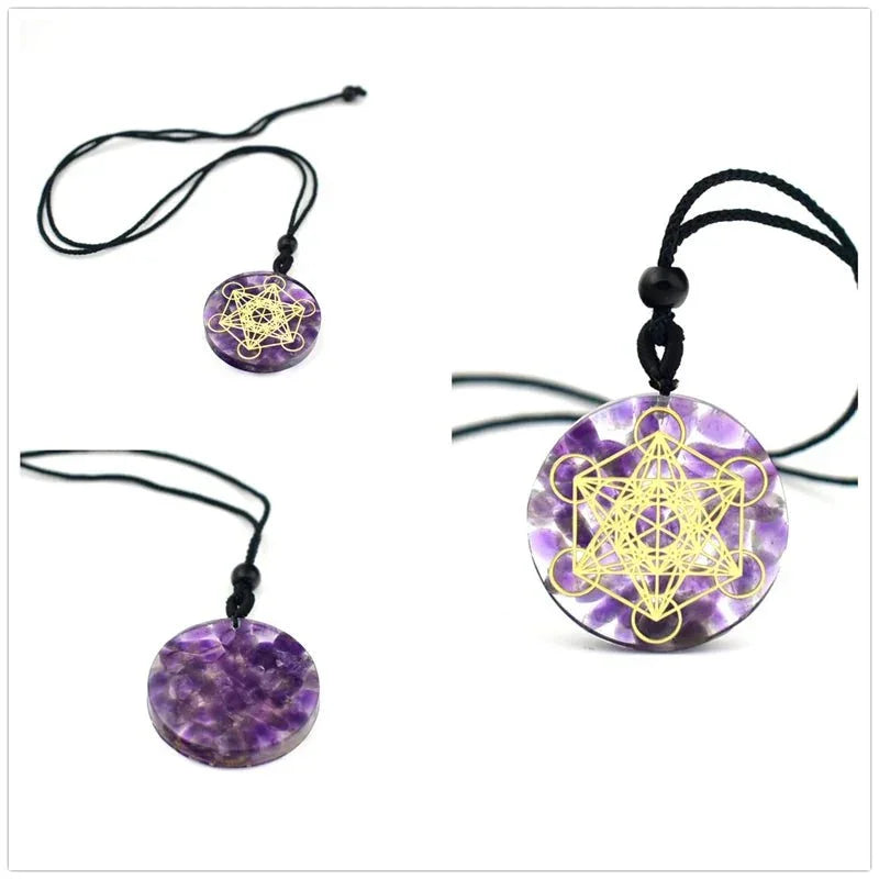Cosmic Healing Crystal Sacred Geometry Chakra Necklace
