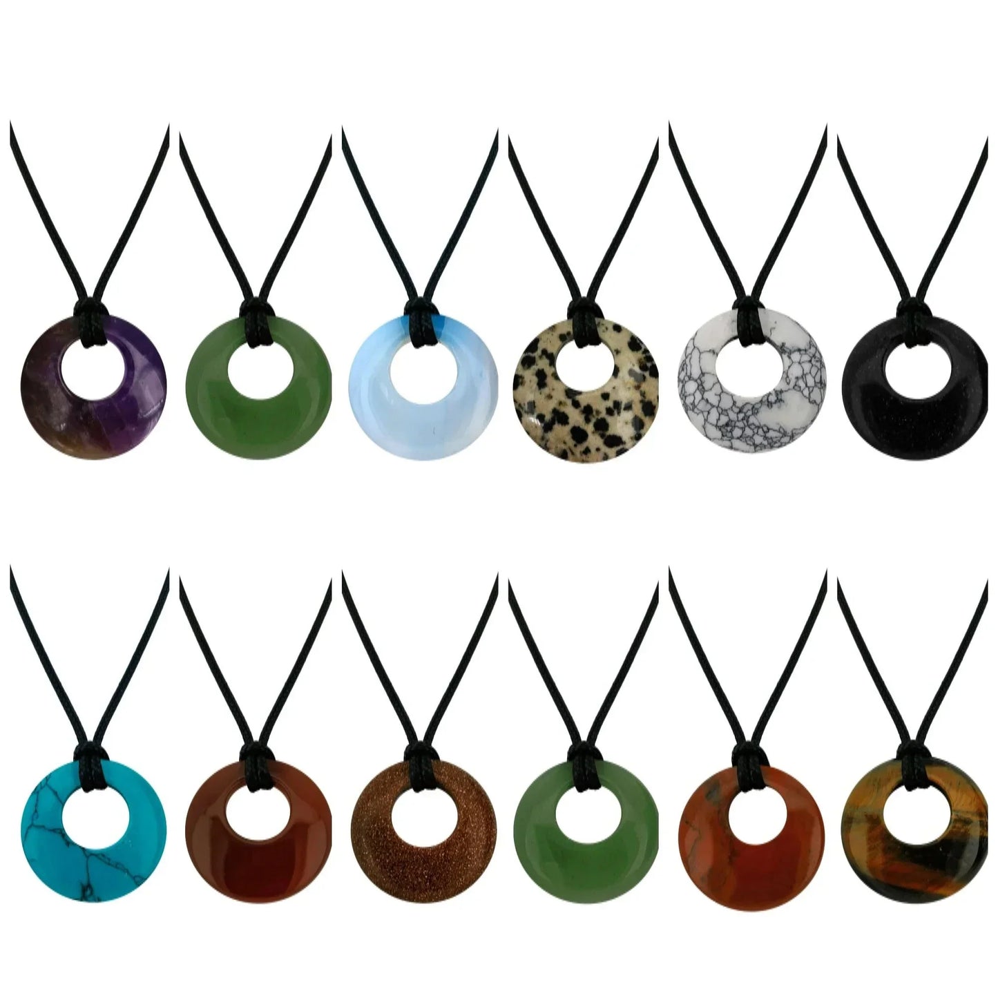 28mm Donut Shaped Healing Semi-precious Crystals Necklace