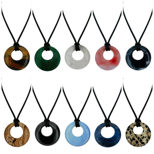 28mm Donut Shaped Healing Semi-precious Crystals Necklace