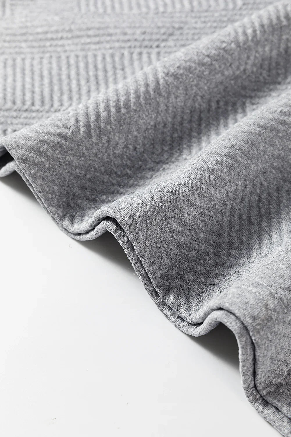 Gray Solid Colour Textured Long Sleeve Shift Dress