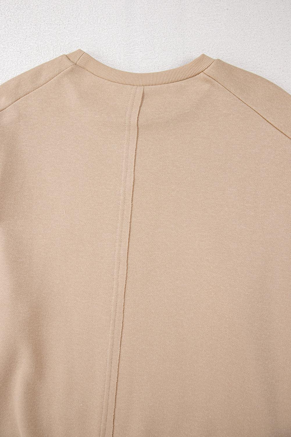 A pale khaki plus-size sweatshirt featuring a floral peace sign graphic and a Washed Terry Finish