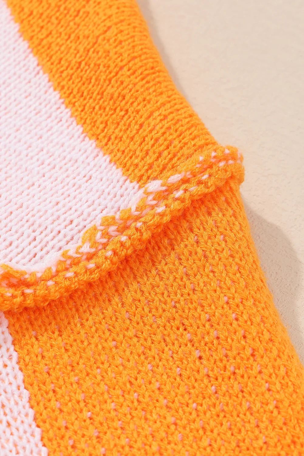 Orange Checkered Sweater with Bishop Sleeves