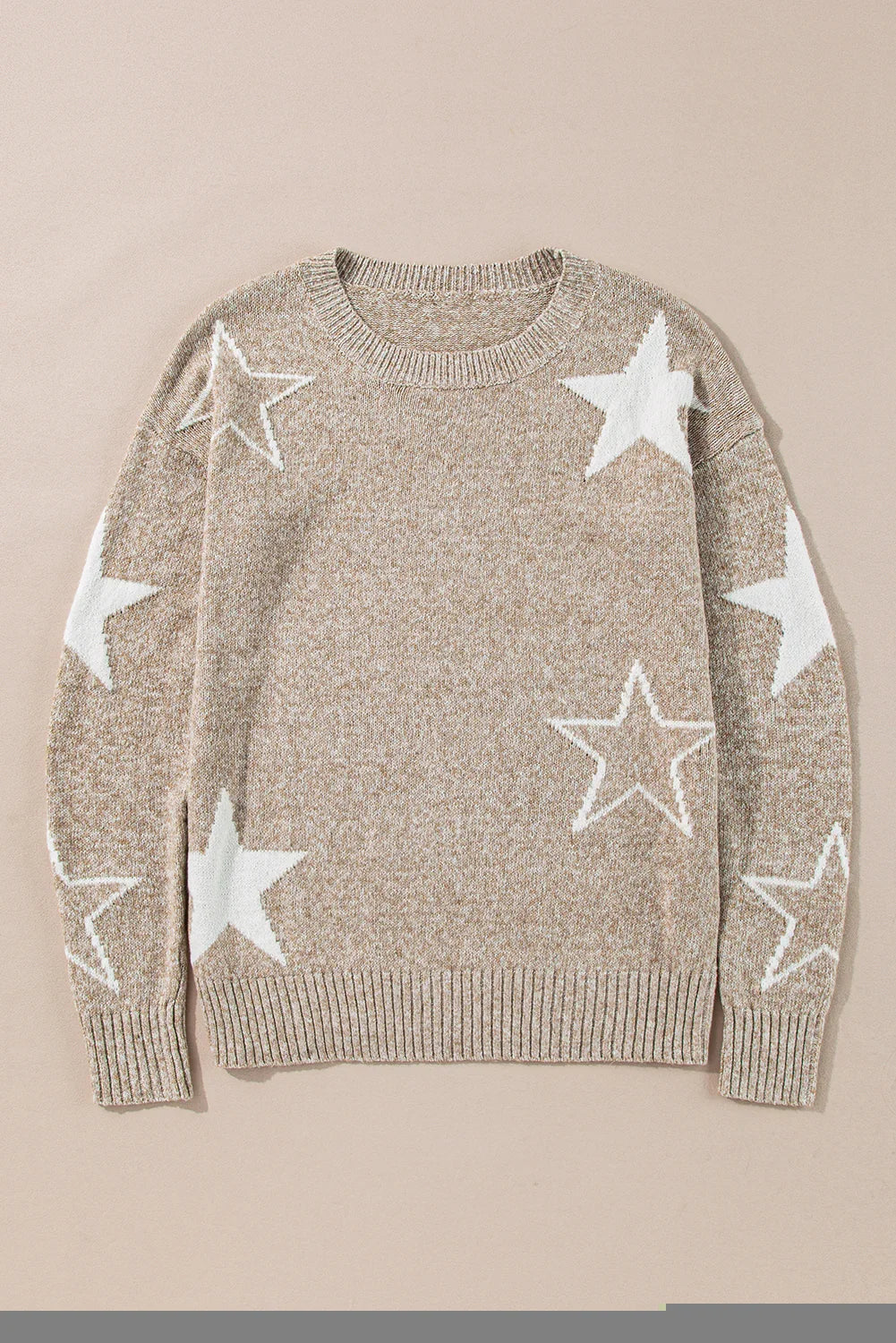 Khaki Stardust Drop Shoulder Sweater
