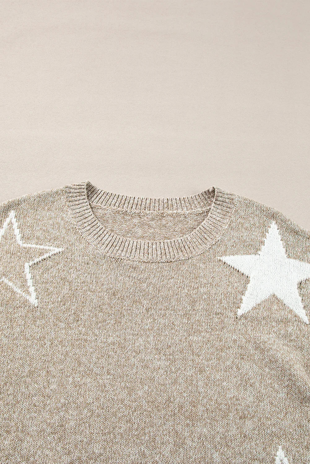 Khaki Stardust Drop Shoulder Sweater