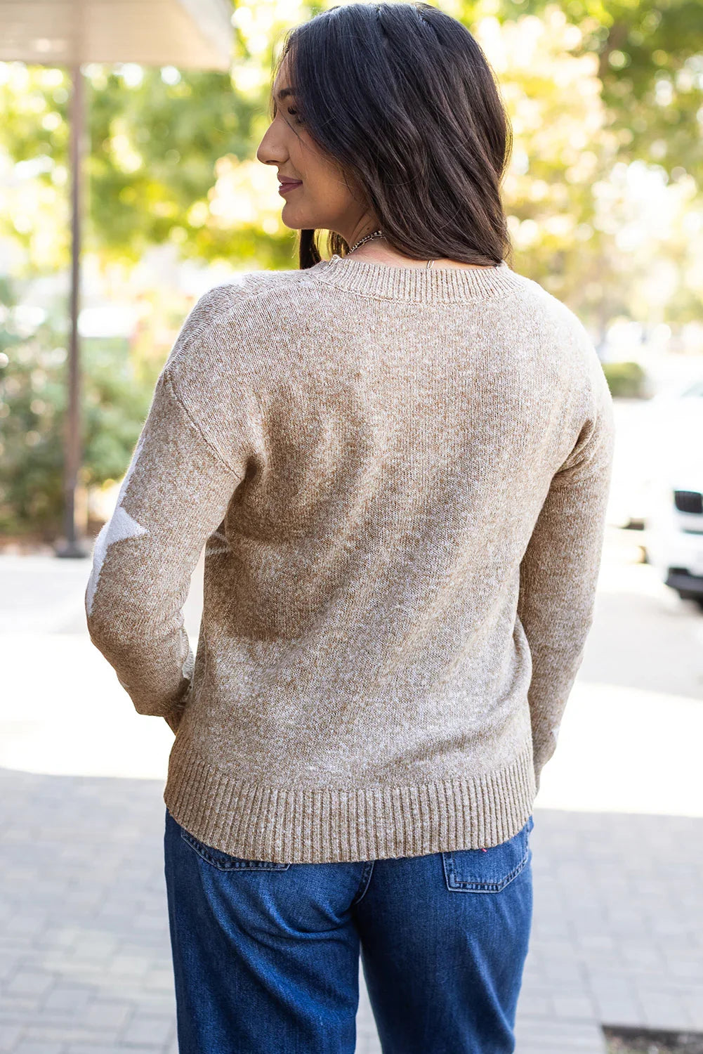 Khaki Stardust Drop Shoulder Sweater