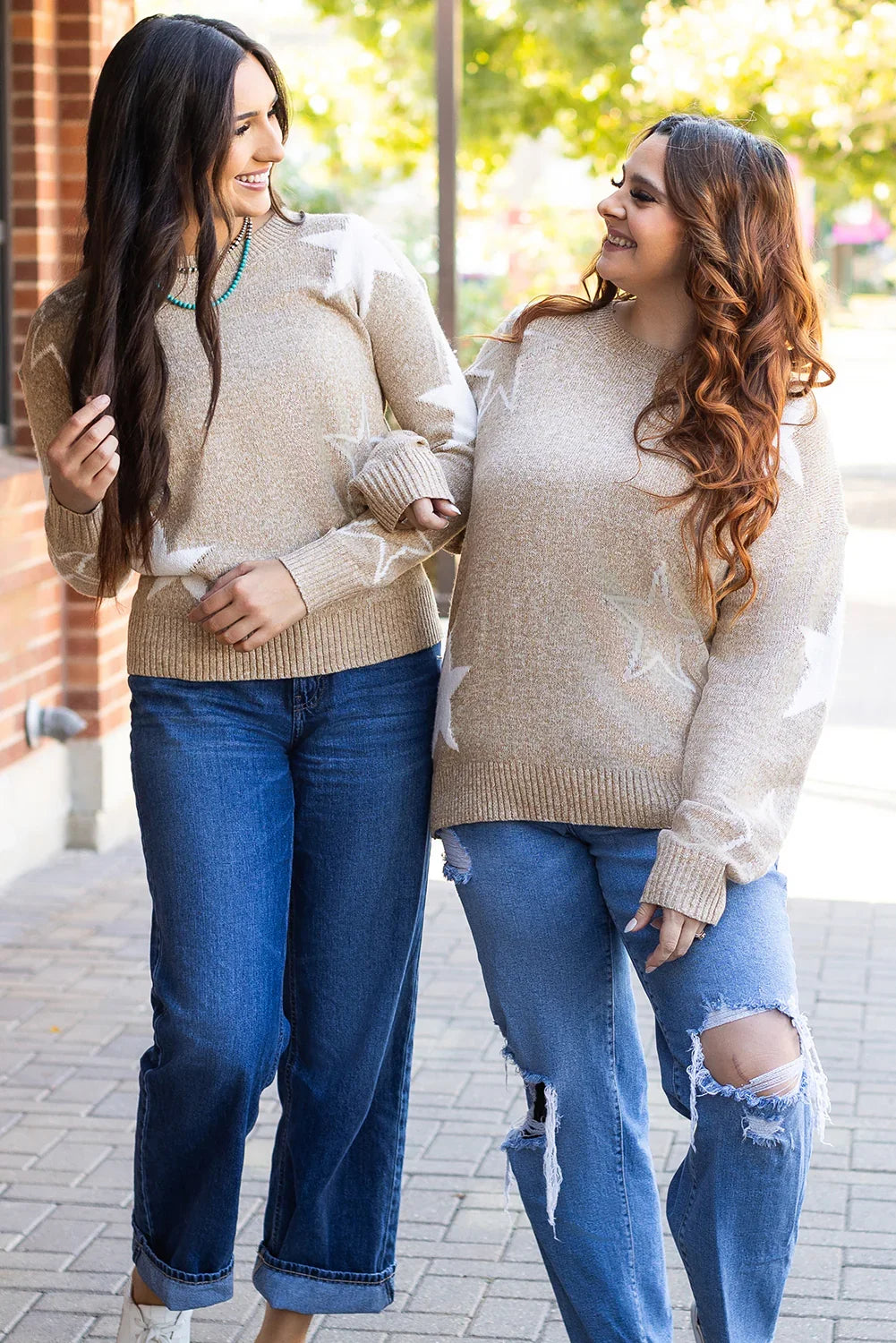 Khaki Stardust Drop Shoulder Sweater