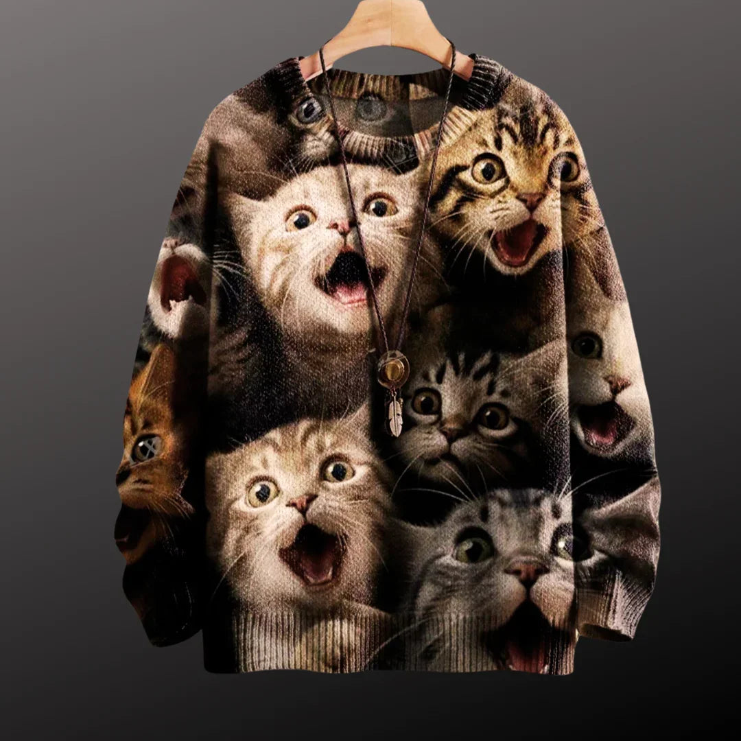 Chic & Adorable Artistic Cat Sweater Collection