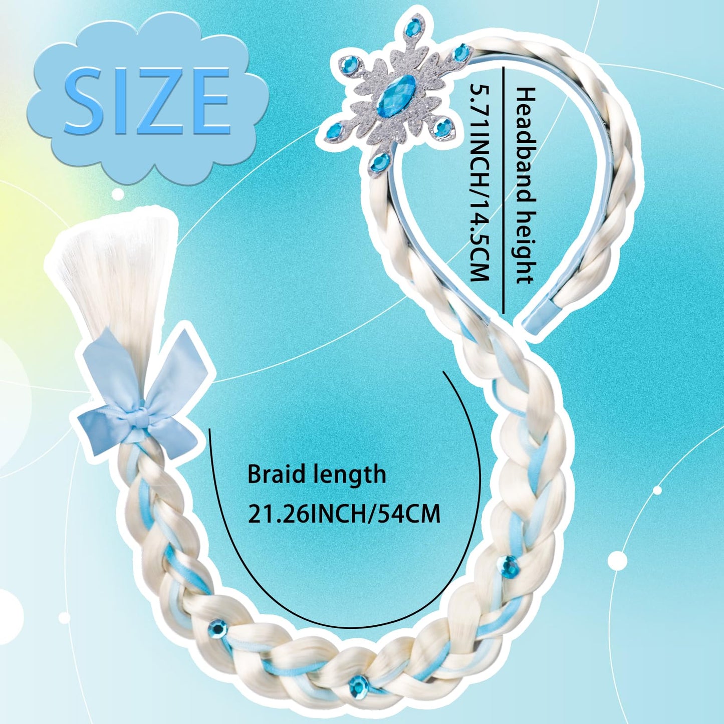 Alomois Princess Dress Up Wigs – Long Blue Braided Headband Wig for Teens