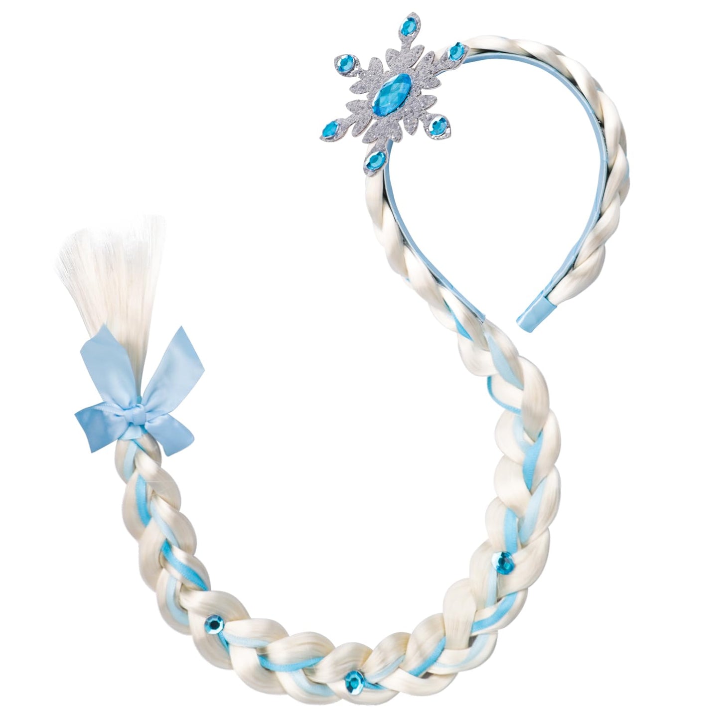 Alomois Princess Dress Up Wigs – Long Blue Braided Headband Wig for Teens