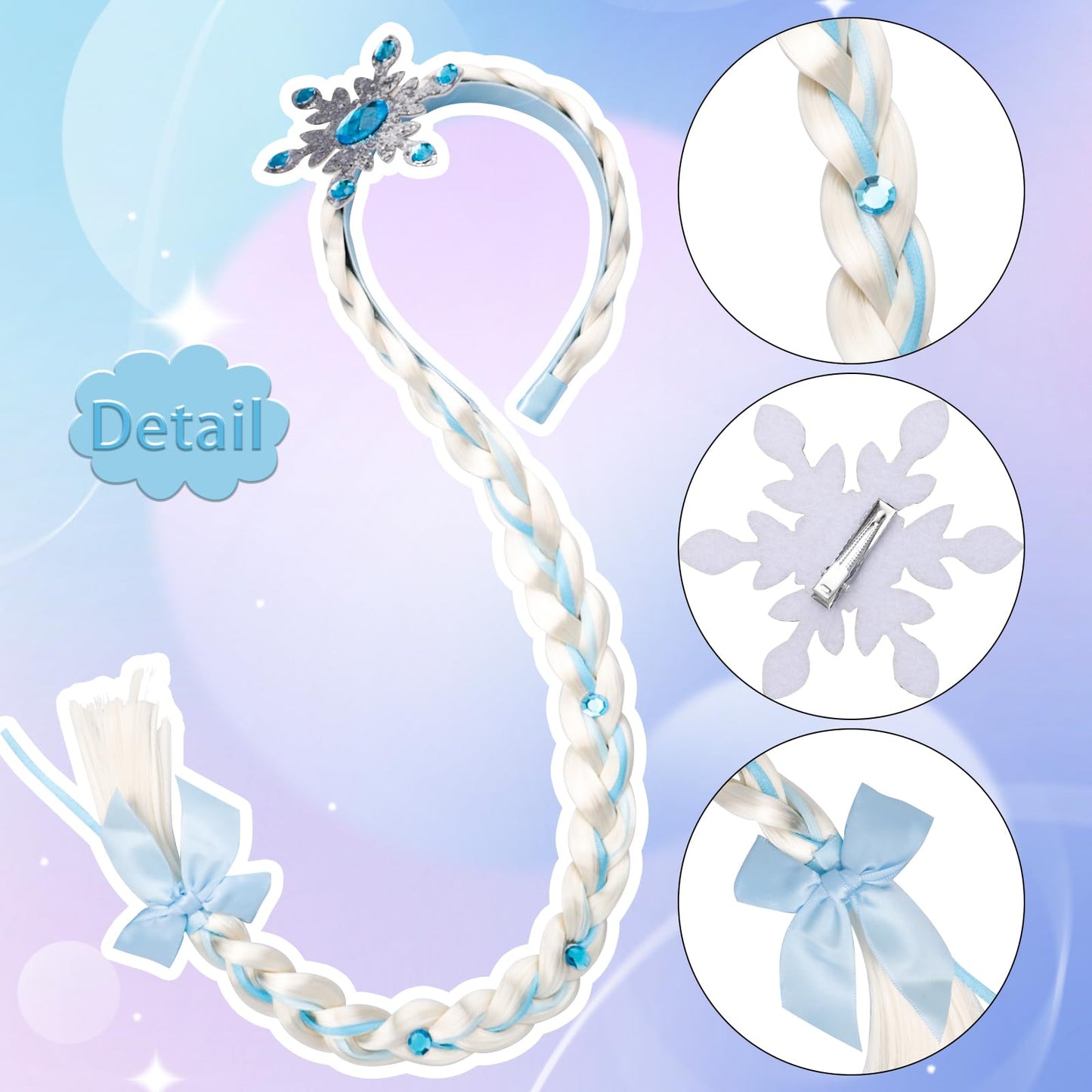 Alomois Princess Dress Up Wigs – Long Blue Braided Headband Wig for Teens