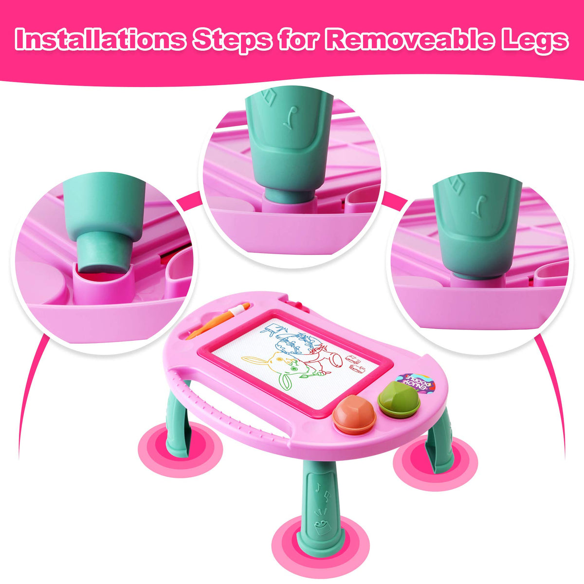 ALOTJOY Magnetic Drawing Board for Toddlers — Mess-Free Doodle Board with 4-Leg Stand