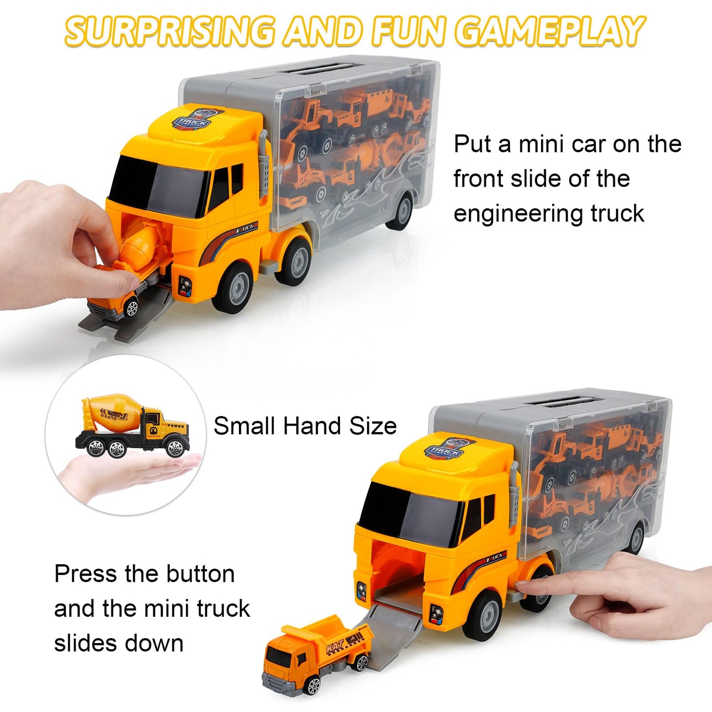 ALOTJOY 13-in-1 Engineering Die-Cast Construction Trucks for Boys | 3+ Year Old Toys