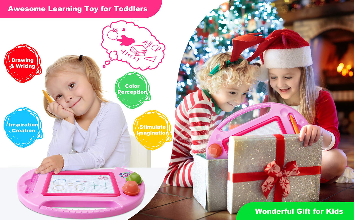 ALOTJOY Magnetic Drawing Board for Toddlers — Mess-Free Doodle Board with 4-Leg Stand