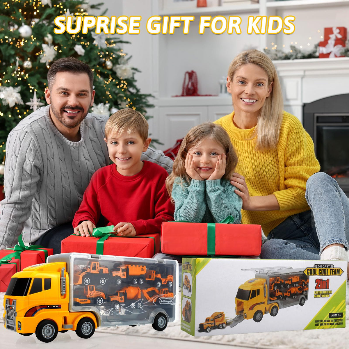 ALOTJOY 13-in-1 Engineering Die-Cast Construction Trucks for Boys | 3+ Year Old Toys