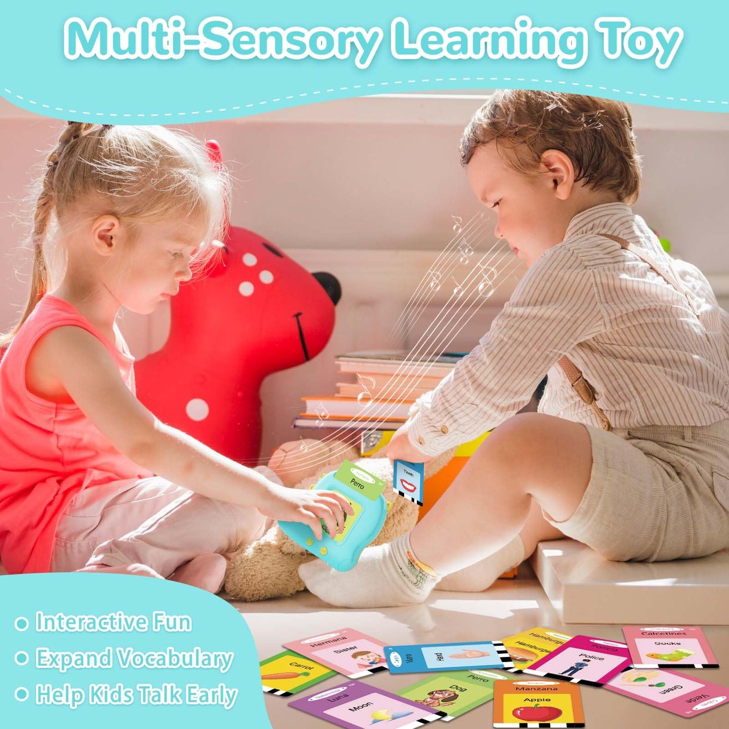 Alotwan Bilingual Flash Cards – Spanish & English Learning Toys with 112 Sight Words