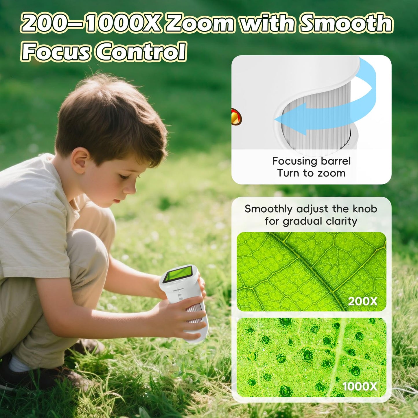 Alotwan Kids Microscope Handheld — 1000X Pocket Digital Microscope with 1080p Screen