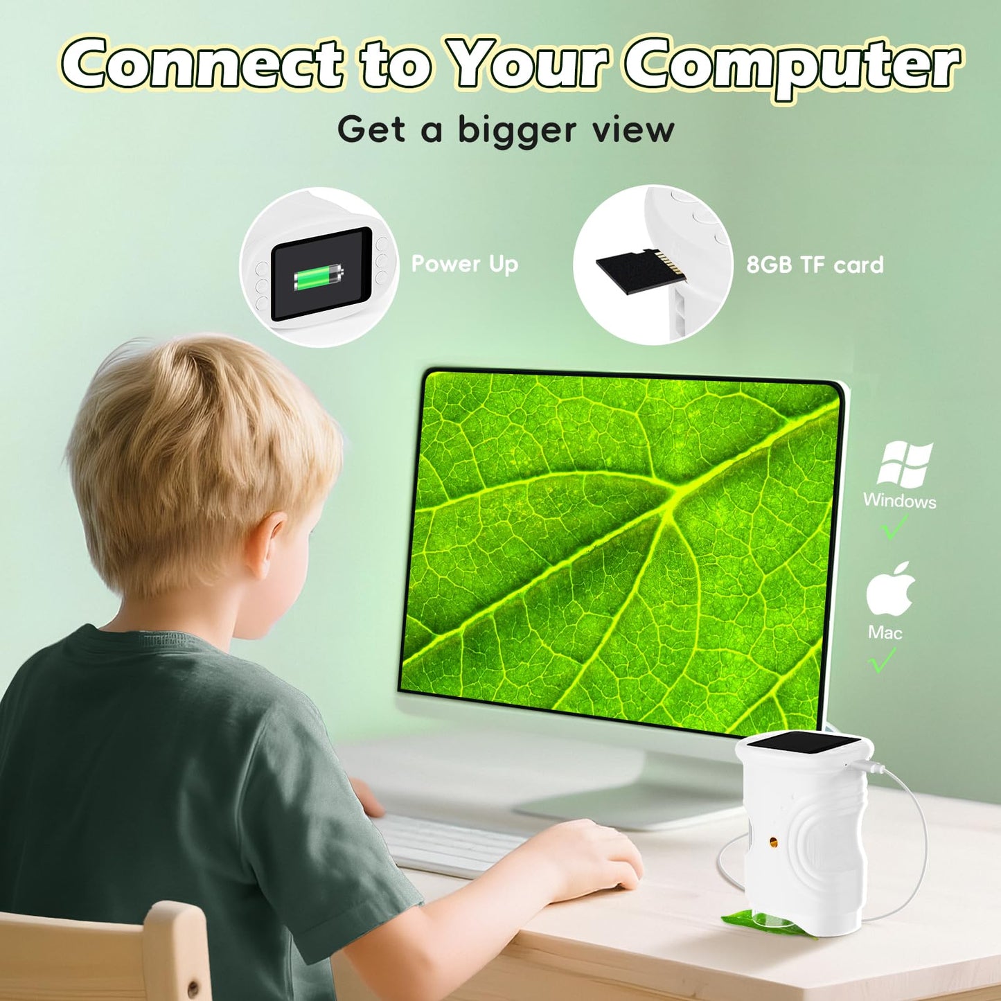 Alotwan Kids Microscope Handheld — 1000X Pocket Digital Microscope with 1080p Screen