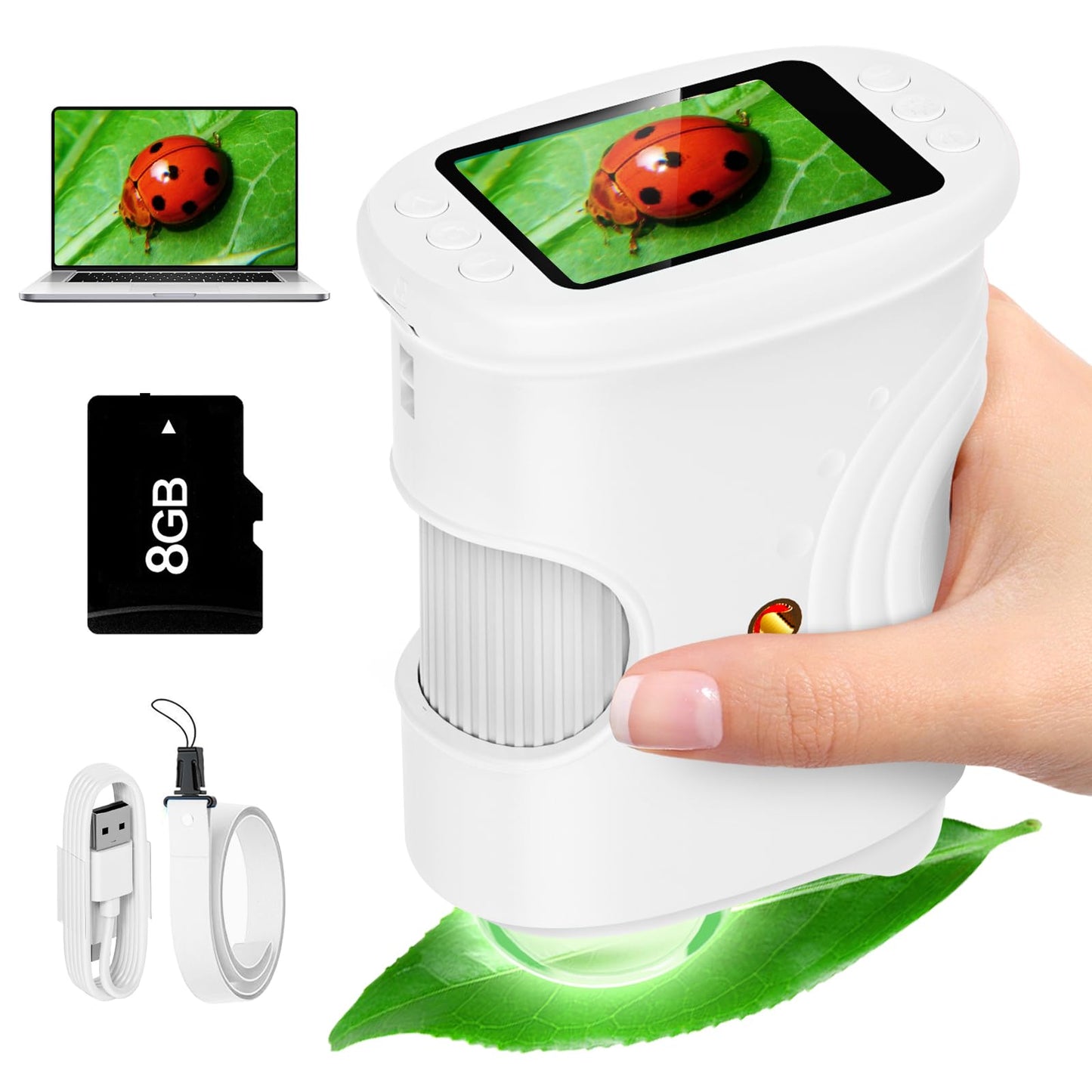Alotwan Kids Microscope Handheld — 1000X Pocket Digital Microscope with 1080p Screen