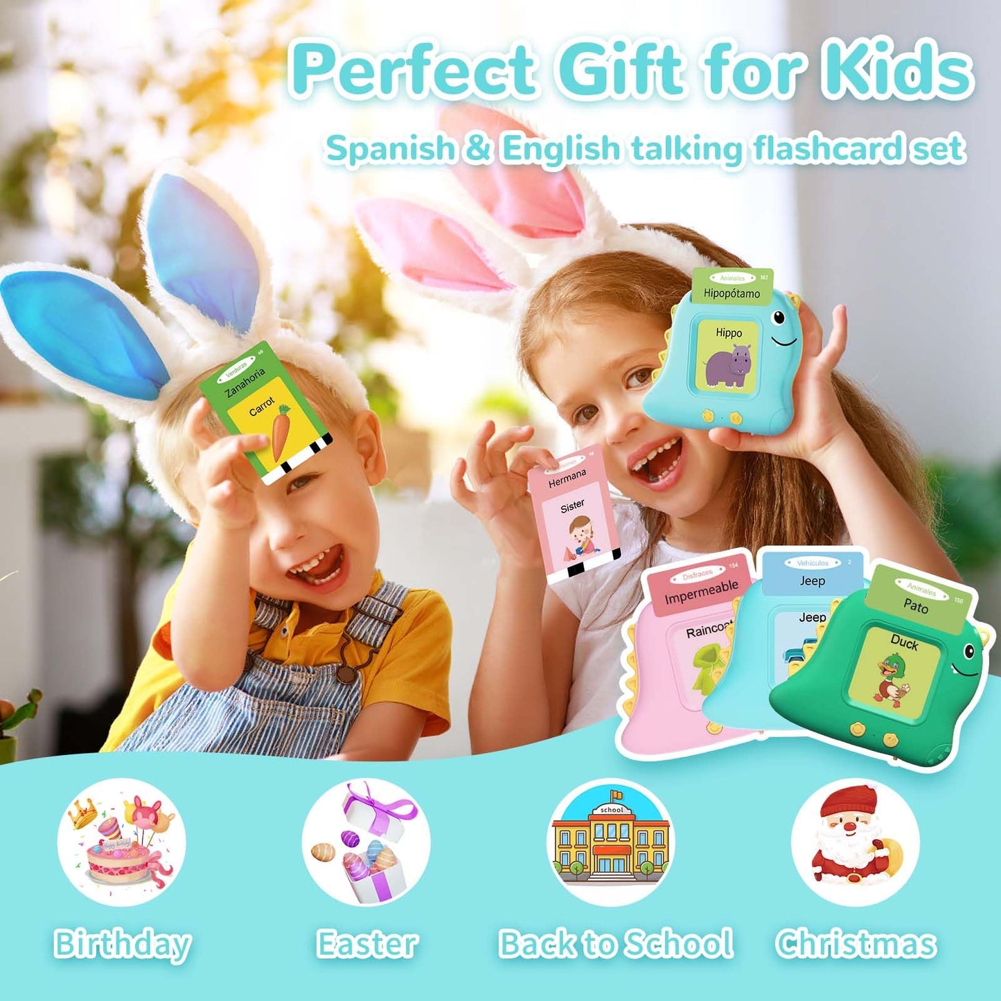 Alotwan Bilingual Flash Cards – Spanish & English Learning Toys with 112 Sight Words