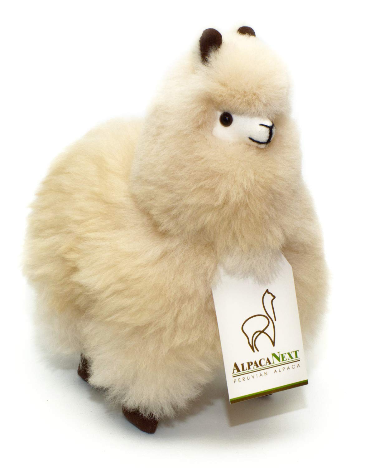 AlpacaNext Alpaca Stuffed Animal – 9 Inch Beige Plush Toy, Handcrafted Real Fur