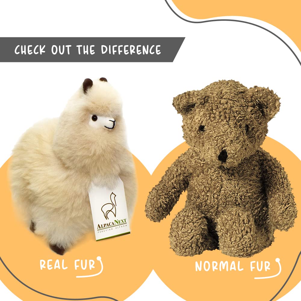 AlpacaNext Alpaca Stuffed Animal – 9 Inch Beige Plush Toy, Handcrafted Real Fur