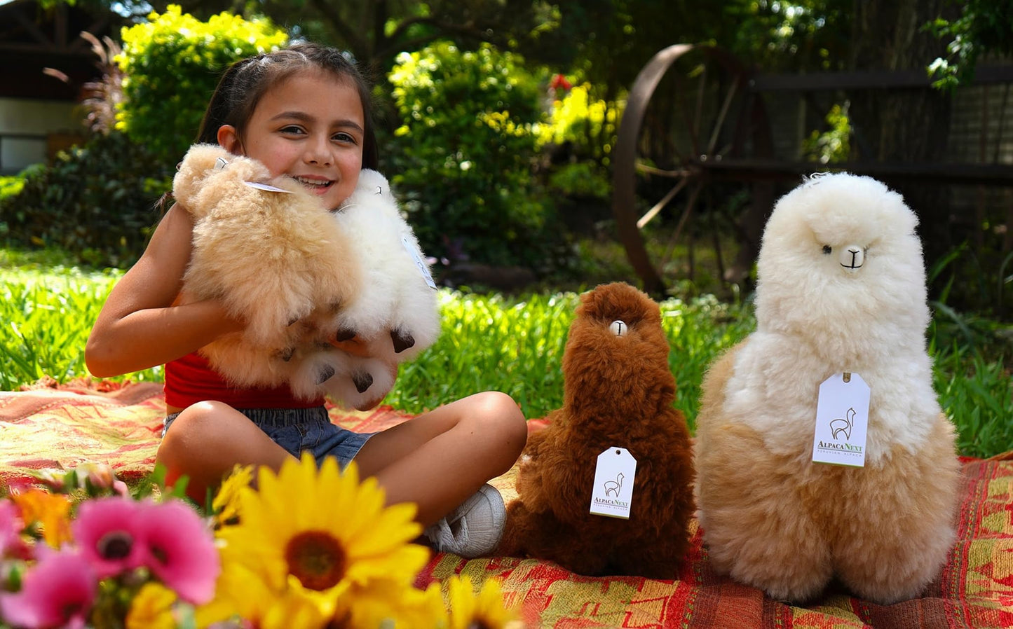 AlpacaNext Alpaca Stuffed Animal – 9 Inch Beige Plush Toy, Handcrafted Real Fur