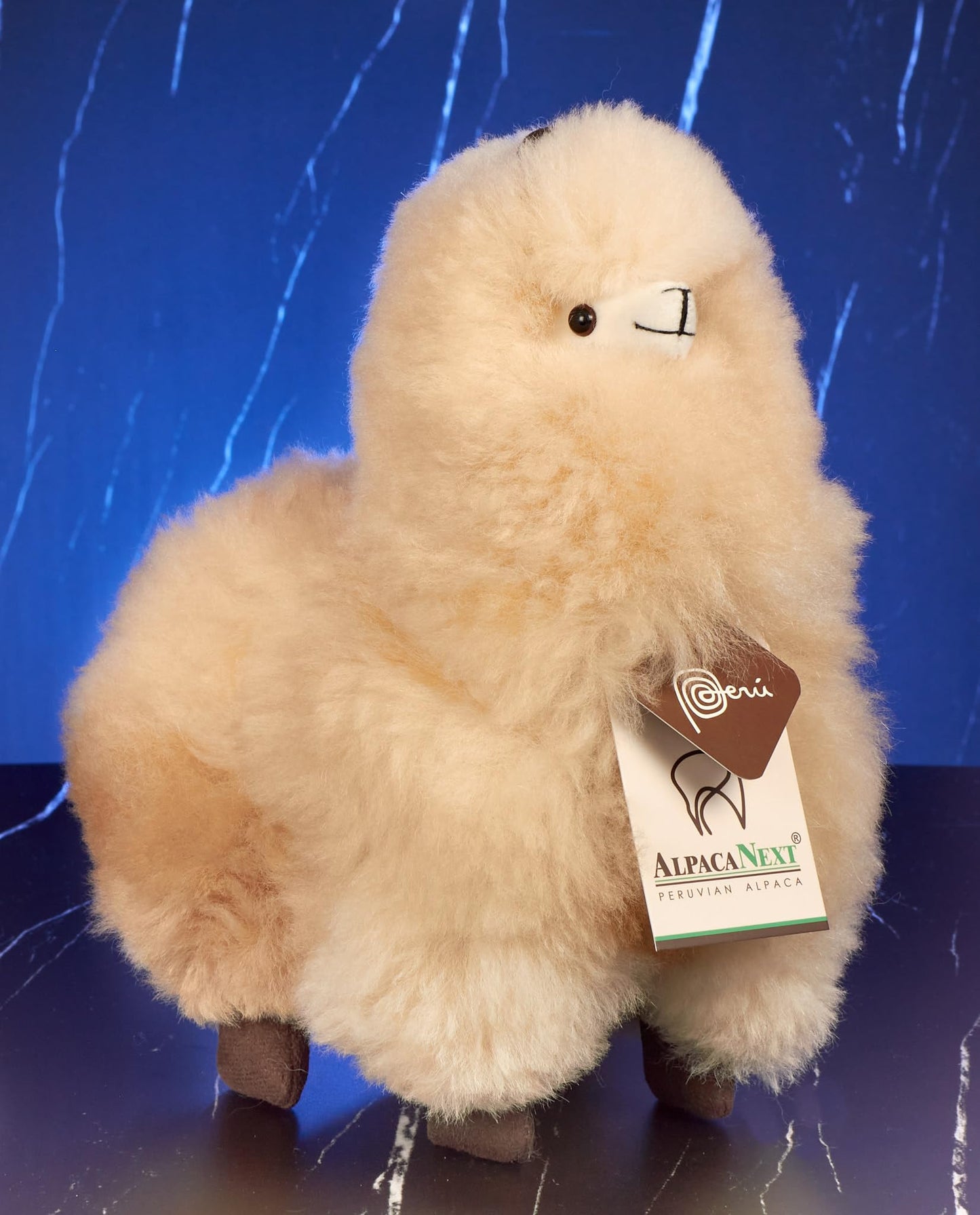 AlpacaNext Alpaca Stuffed Animal – 9 Inch Beige Plush Toy, Handcrafted Real Fur