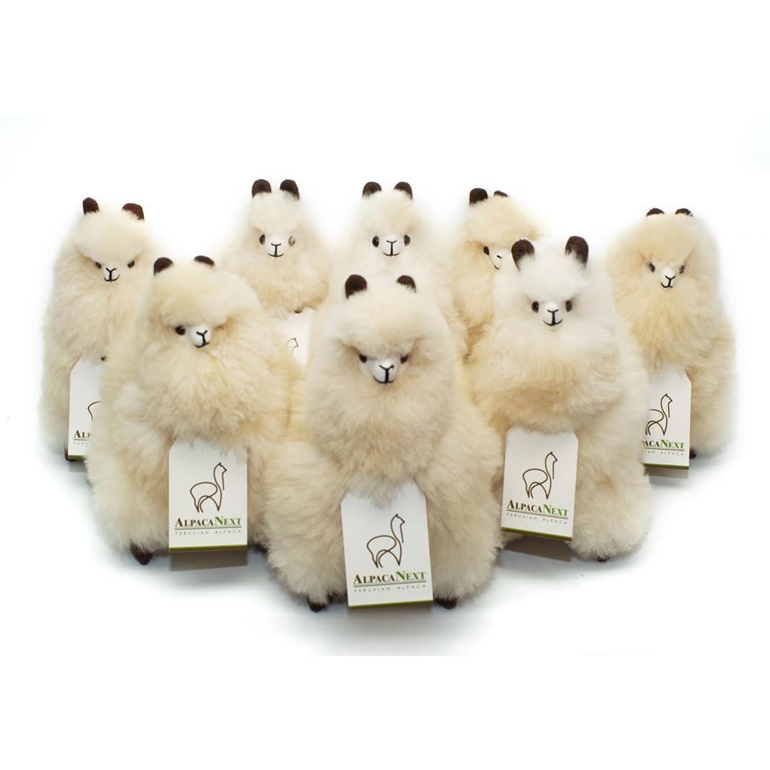 AlpacaNext Alpaca Stuffed Animal – 9 Inch Beige Plush Toy, Handcrafted Real Fur