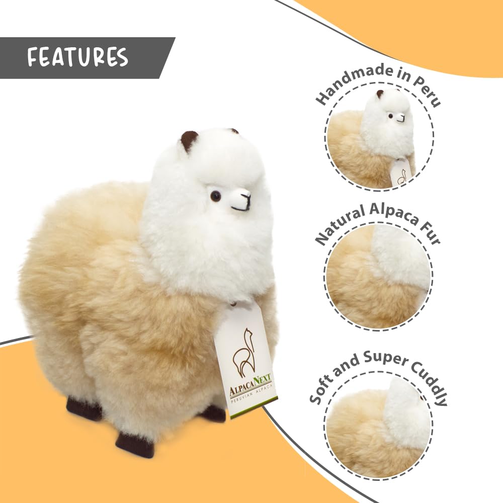 AlpacaNext 9-inch Alpaca Stuffed Animal – Soft Real-Fur Plush